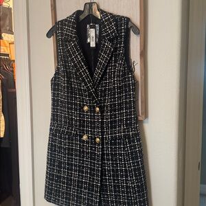 Alice + Olivia Black and White dress with Gold Accents